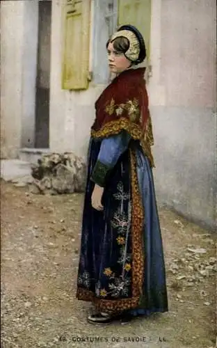 Ak Costumes de Savoie, Frau in französischer Tracht