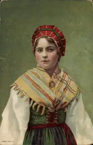 Ak Frau in schwedischer Tracht, Portrait