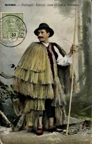 Ak Minho Portugal, Coroça, capa de junco, Costume