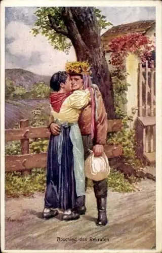 Künstler Ak Abschied des Rekruten, Rotes Kreuz, Kriegsfürsorge, I. WK