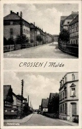 Ak Crossen Zwickau Mulde, Partie an der Anger- und Mittelstraße