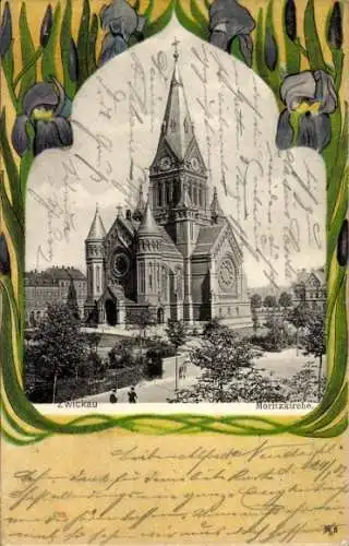 Passepartout Ak Zwickau in Sachsen, Moritzkirche