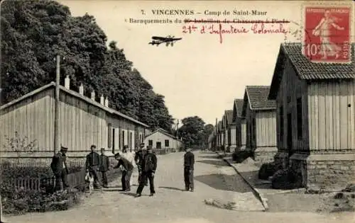Ak Vincennes Val de Marne, Camp de Saint Maur, Baraquements du 26e Bataillon de Chausseurs