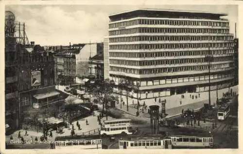 Ak Berlin Tiergarten, Columbushaus, Potsdamer Platz, Straßenbahnen