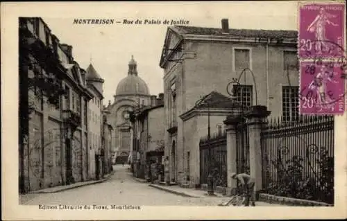 Ak Montbrison Loire,  Rue du Palais de Justice, historische Architektur, alte Postkarte