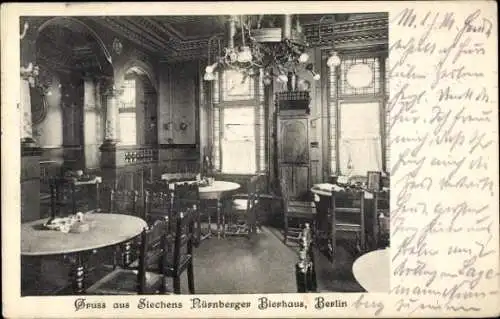 Ak Berlin Mitte , Innenszene des Nürnberger Bierhauses, Tische, Stühle, elegante Einrichtung