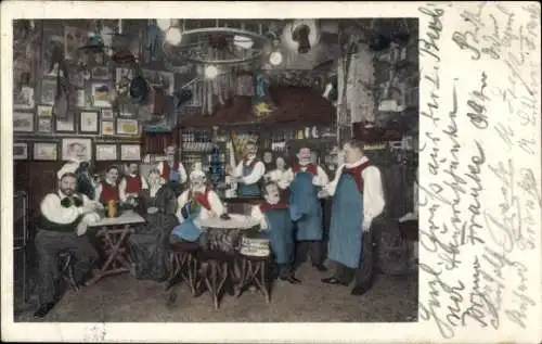 Ak Berlin Mitte, Friedrichstraße, Bauernschänke, Gasthaus, historische Szene, viele Pe...