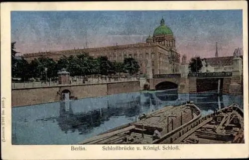 Luna Ak Berlin Mitte, Schloßbrücke, Königliches Schloss, Wasseransicht