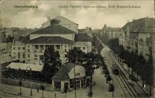Ak Berlin Charlottenburg, Schiller-Theater, Grolmanstraße, Ecke Bismarckstraße, L...