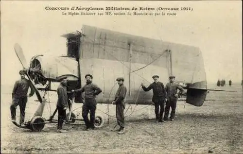 CPA Concours d'Aéroplanes Militaires de Reims, Octobre 1911, Biplan Breguet