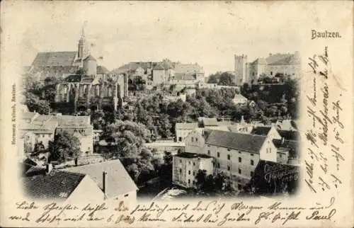 Ak Bautzen in der Oberlausitz, Stadtansicht von  historische Gebäude, Postkarte von Hermann Ku...