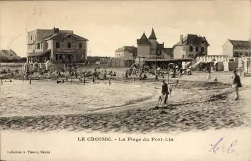 Ak Le Croisic Loire Atlantique, Strandansicht, Port-Lin,  Architektur, Menschen am Strand