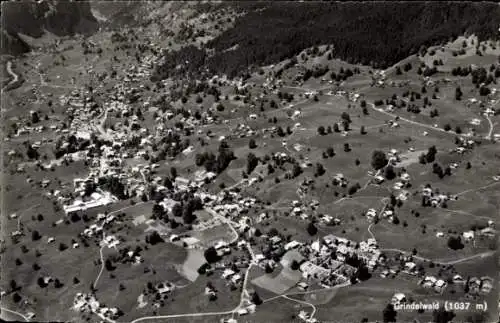 Ak Grindelwald Kanton Bern, Luftaufnahme von  Berge und Täler, 1037 m über dem Meeresspiegel