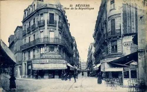 Ak Béziers Hérault, Rue de la Republique