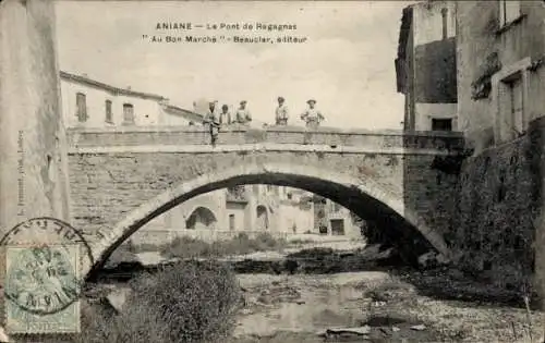 CPA Aniane Hérault, Pont de Regagnas, Au Bon Marché