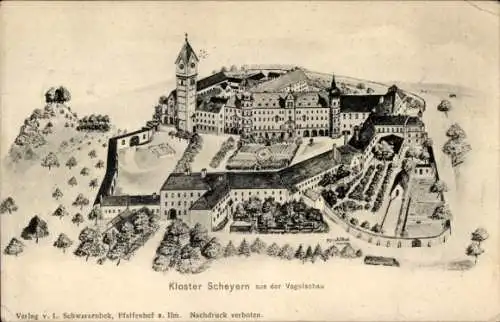 Ak Scheyern in Oberbayern, Kloster  Luftaufnahme, Verlag L. Schwarzenbek