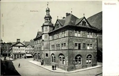 Ak Nordhausen am Harz, Rathaus, s Gebäude, schwarz-weiß