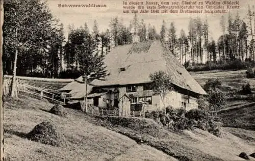 Ak Waldau Titisee Neustadt im Breisgau Schwarzwald, Schwarzwaldhaus, Glashof, erste Schwarzwälder