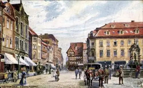 Künstler Ak Krammer, W., Göttingen in Niedersachsen, Kornmarkt, Tuck 600 B