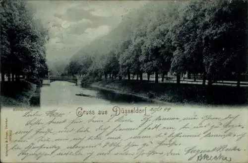 Mondschein Ak Düsseldorf am Rhein, Königsallee