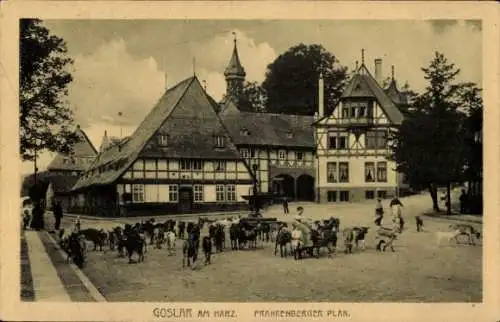 Ak Goslar am Harz, Frankenberger Plan, Fachwerkhäuser, Ziegen