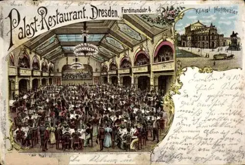 Ak Dresden Altstadt, Palast-Restaurant, Königliches Hoftheater, festliche Veranstaltung