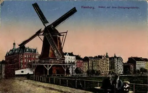 Ak Hamburg Mitte Altstadt, Mühle auf dem Heiligengeistfelde, farbige alte , Stadtansicht,  Archit