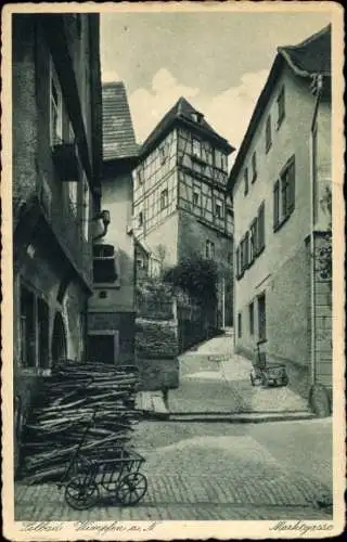 Ak Wimpfen im Tal Bad Wimpfen am Neckar, Schmale Gasse, Fachwerkhäuser, gepflasterte Straße, Wimp