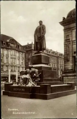 Ak Barmen Wuppertal, Bismarckdenkmal, Statue, Stadtansicht