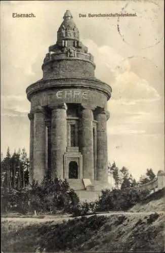 Ak Lutherstadt Eisenach Thüringen, Hellthal, Burschenschaftsdenkmal, Monument, Ehrentext