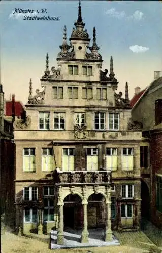 Ak Münster in Westfalen, Stadtweinhaus,  Architektur, detaillierte Fassade