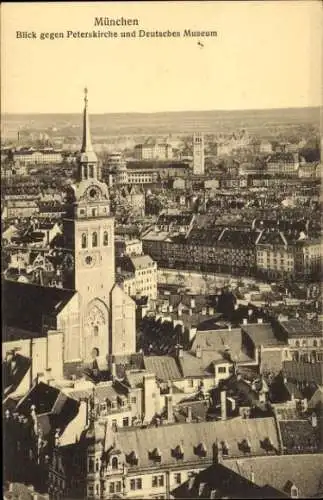 Ak München, Peterskirche, Deutsches Museum