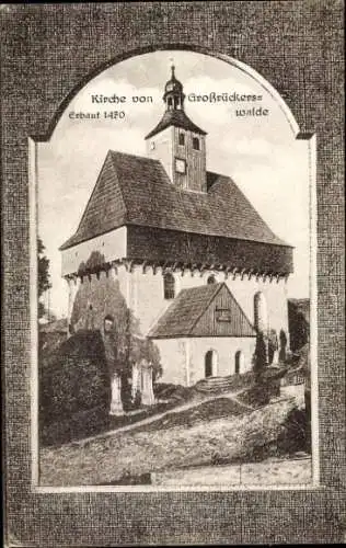 Passepartout Ak Großrückerswalde im Erzgebirge, Die Kirche aus dem Jahre 1470