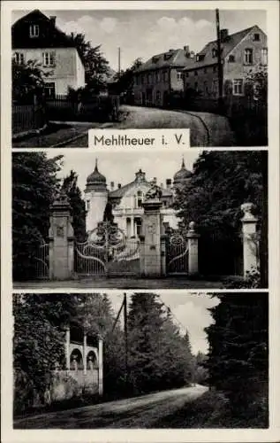 Ak Mehltheuer Rosenbach im Vogtland, Teilansichten, Straßenpartien