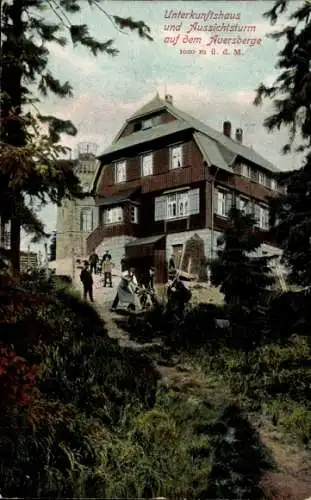 Ak Wildenthal Eibenstock im Erzgebirge, Auersberg, Unterkunftshaus und Aussichtsturm