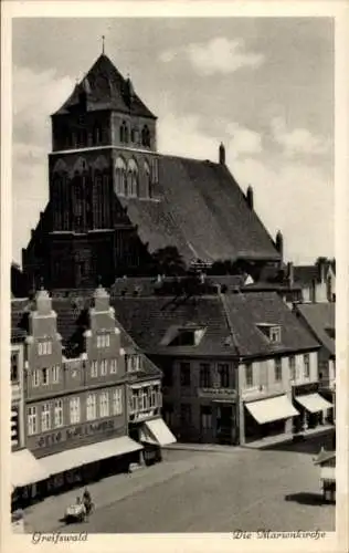 Ak Hansestadt Greifswald, Marienkirche, Geschäftshaus Otto Kollmohr