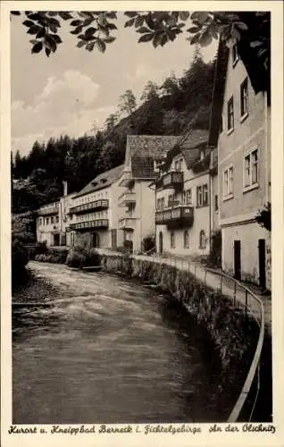 Ak Bad Berneck Fichtelgebirge, An der Ölschnitz, Häuser