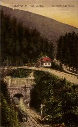 Ak Oberhof im Thüringer Wald, Brandleitetunnel, Dampflok
