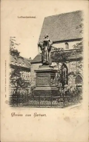 Ak Erfurt in Thüringen, Lutherdenkmal, Grüß aus  Statue,  Architektur