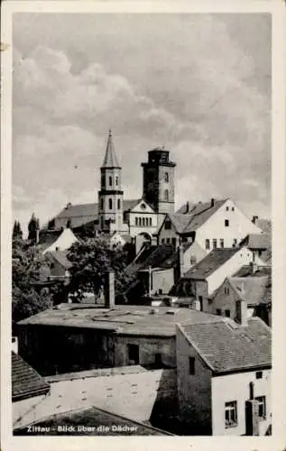 Ak Zittau in Sachsen, Blick über die Dächer, Kirchen, Stadtansicht, Häuser