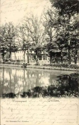 Ak Zittau in der Oberlausitz, Partie im Weinaupark, Pavillon
