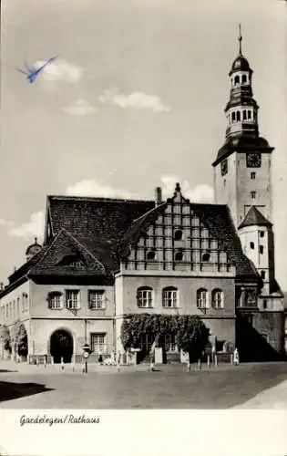 Ak Gardelegen in der Altmark, Rathaus,  Architektur, schwarz-weiß Fotografie, Uhrturm