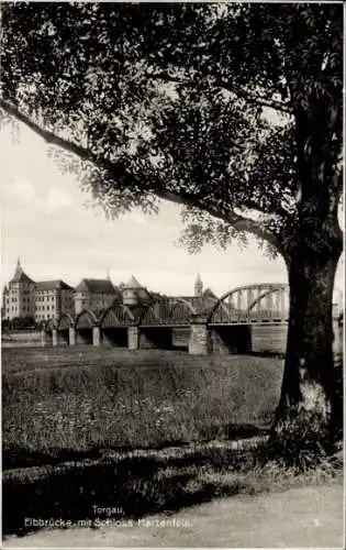 Ak Torgau an der Elbe, Elbbrücke, Schloss Hartenfels, photographische 