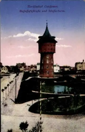 Ak Nordseebad Cuxhaven, Wasserturm, Bahnhofstraße