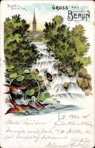 Litho Berlin Kreuzberg, Wasserfall im Victoria-Park