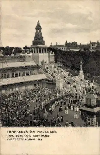 Ak Berlin Wilmersdorf Halensee, Lunapark, Terrassen am Halensee