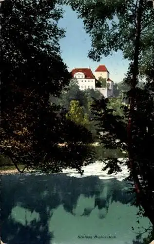 Ak Bieberstein Reinsberg in Sachsen, Schloss  idyllische Landschaft, klarer Fluss
