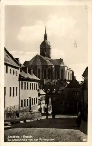 Ak Annaberg Buchholz Erzgebirge, St. Annenkirche von der Farbegasse