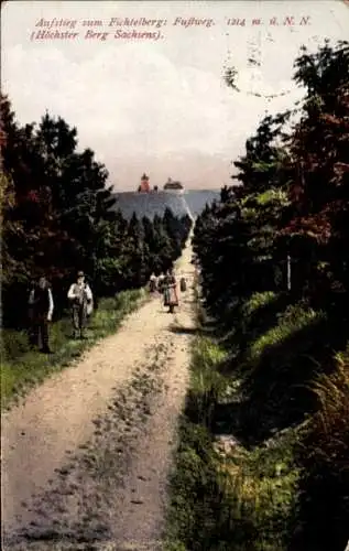 Ak Oberwiesenthal im Erzgebirge, Fichtelberg, Aufstieg, Fußweg