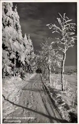 Ak Oberwiesenthal im Erzgebirge, Philosophenweg, Winter